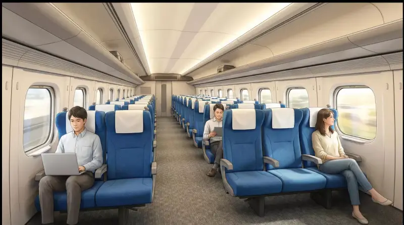 Modern interior of a Shinkansen train car