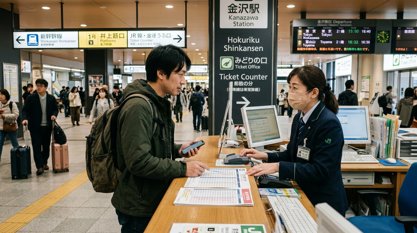Photographie illustrant comment acheter des billets de Shinkansen pour Kanazawa en ligne