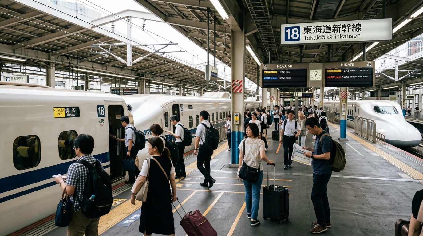 Photograph illustrating Nozomi vs. Hikari vs. Kodama: Which Trai