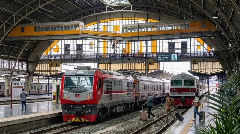Ein weiß-blauer N700S Shinkansen-Zug am Bahnhof Shinagawa.