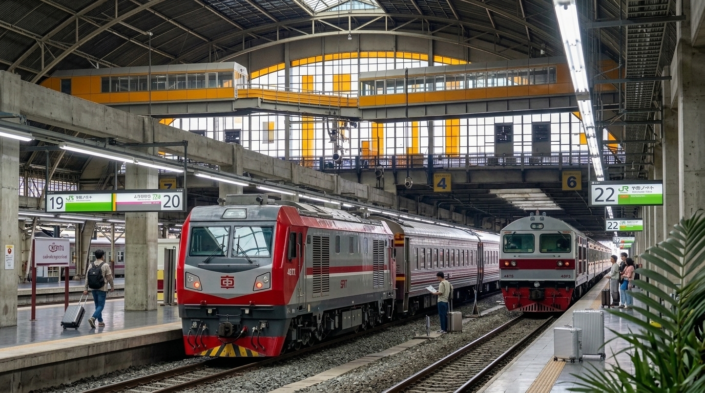Quais souterrains des trains à grande vitesse et signalisation à la gare d'Ueno.