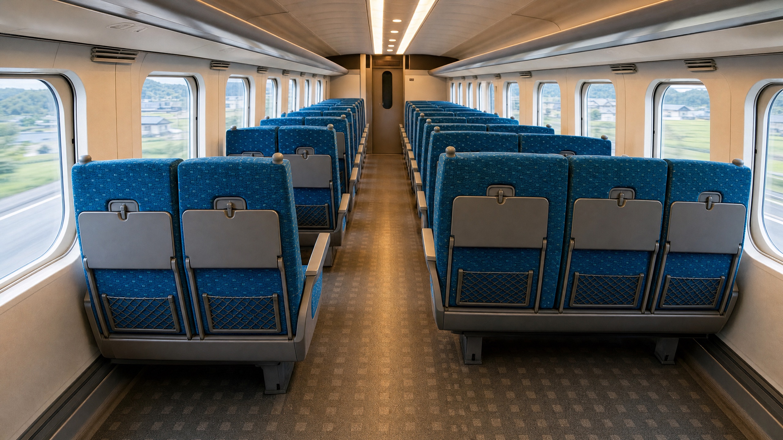 Standard Class Ordinary Car seats inside a Shinkansen